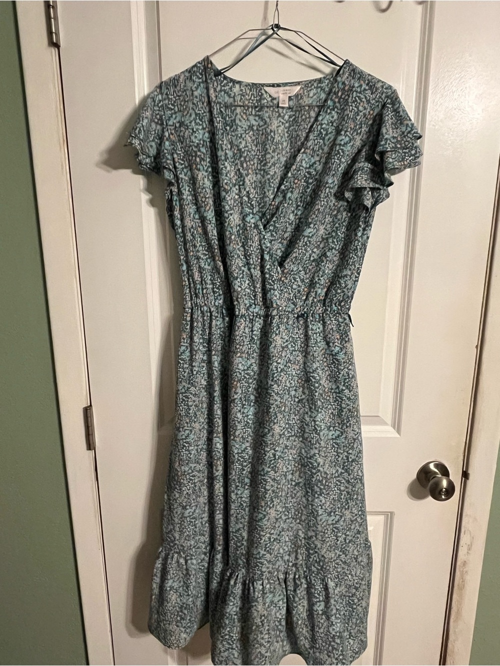 LC Lauren Conrad Blue Floral Wrap-Style Midi Dress